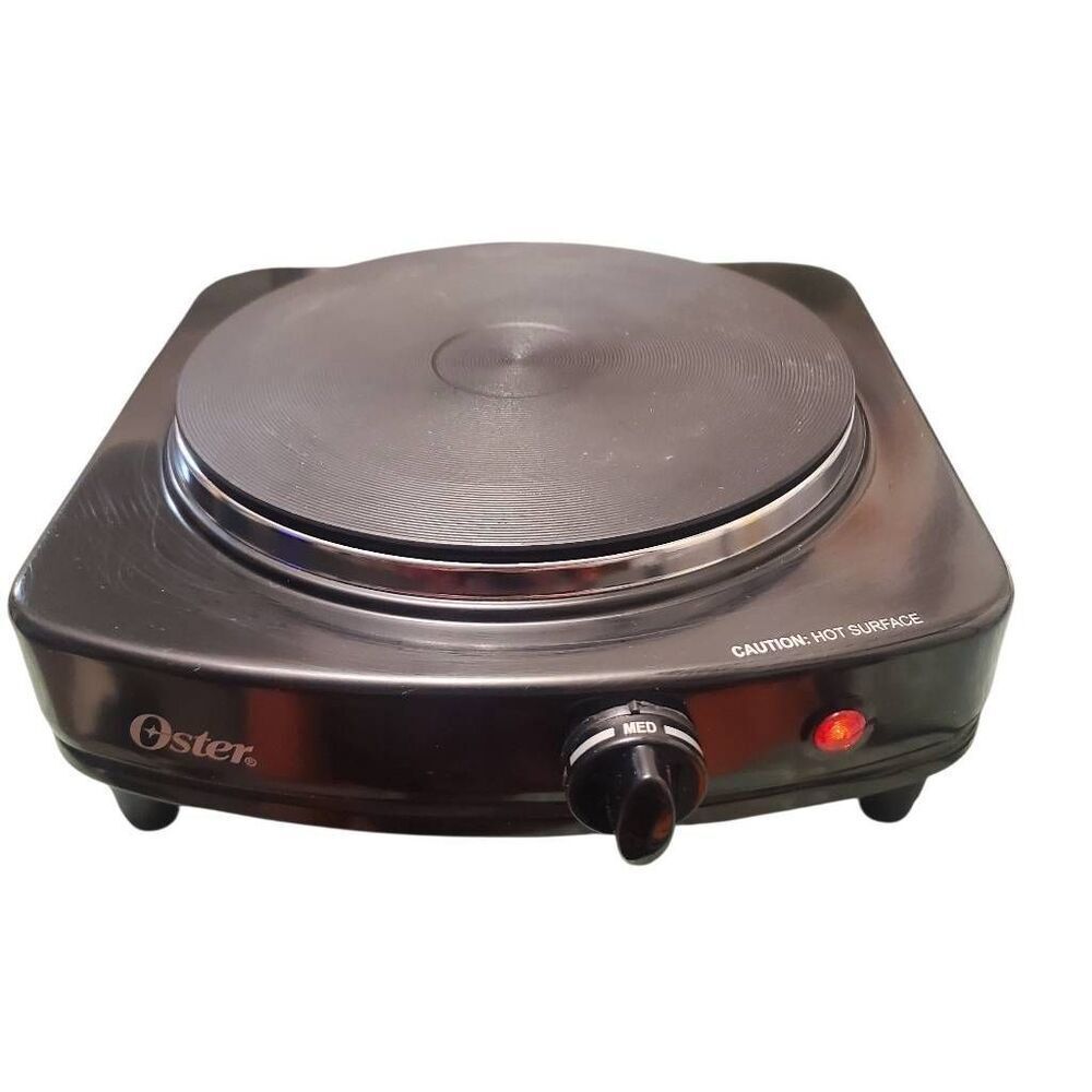 Oster Solid Single Burner 900W Electric Hot Plate – Black | Pre-Owned | Damaged